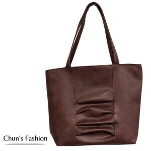 Women's Vegan Dark Brown Faux Leather Tote or Shoulder Medium Sized Bag NWT